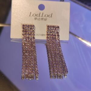 Purple and Silver Dangle Earrings